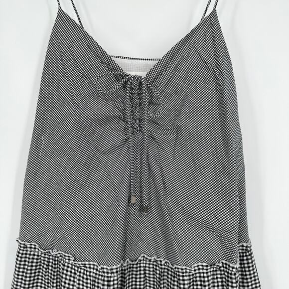 N NICHOLAS Gingham Ruffle Tiered Midi Dress Sweetheart Sleeveless Plaid Sundress - Picture 6 of 12